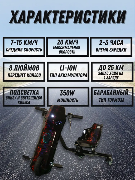 Электроскутер Дрифт Карт детский 4,4 Ah