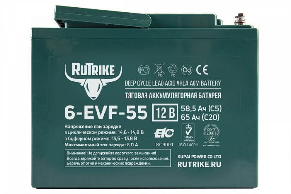 Тяговый аккумулятор RuTrike 6-EVF-55 (12V55A/H C3)