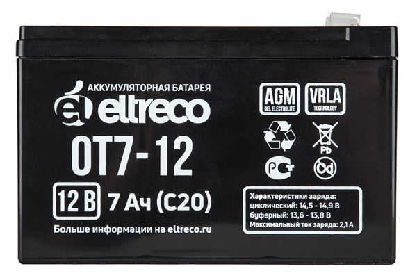 Тяговый аккумулятор Eltreco OT7-12 (6-F-7) (12V7A/H C20)