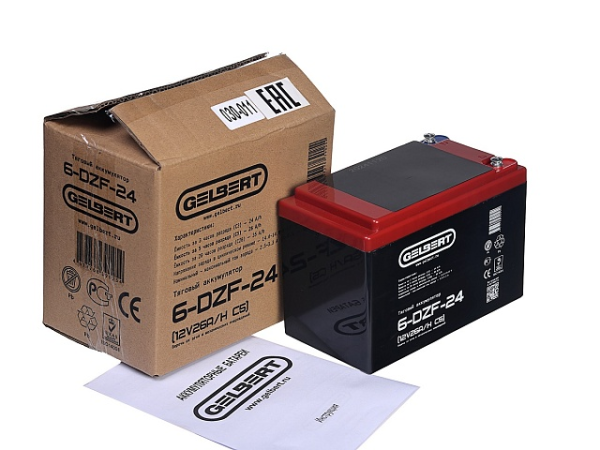 Тяговый аккумулятор Gelbert 6-DZF-24 (12V26A/H C5)
